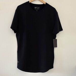 NWT BYLT Drop-Cut LUC Shirt Black Micro Dot Athletic Fit Stretch Tee Men’s L